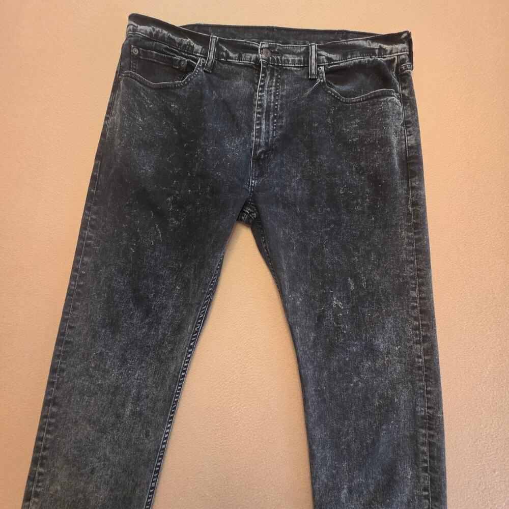 Levi's 502 Regular Taper Jeans Dark Acid Wash Black Blue Indigo Sz 38x32